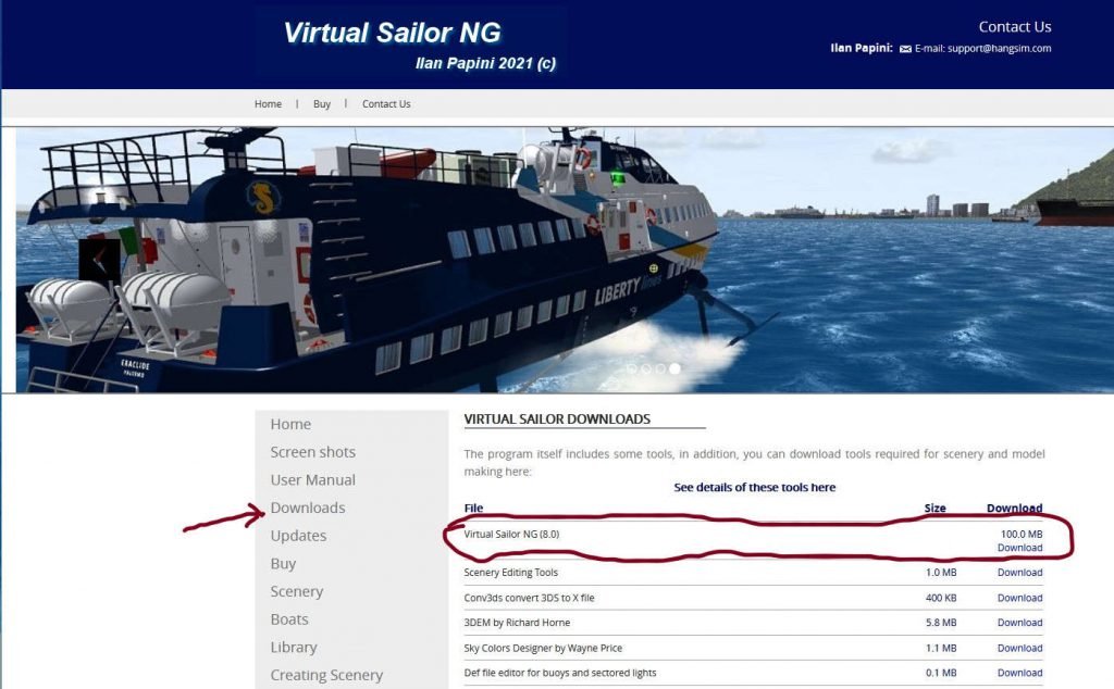 Virtual Sailor Update tutorial of download page