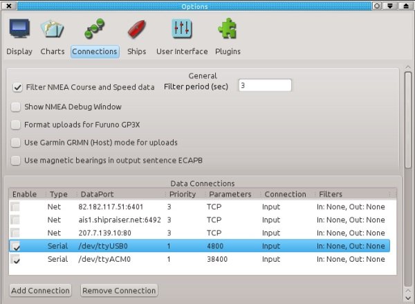 OpenCPN network options